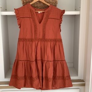 Altar'd State Terracotta Ruffle Sleeve Dress